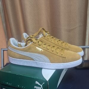 Puma Suede Sneakers in Gold and Gray